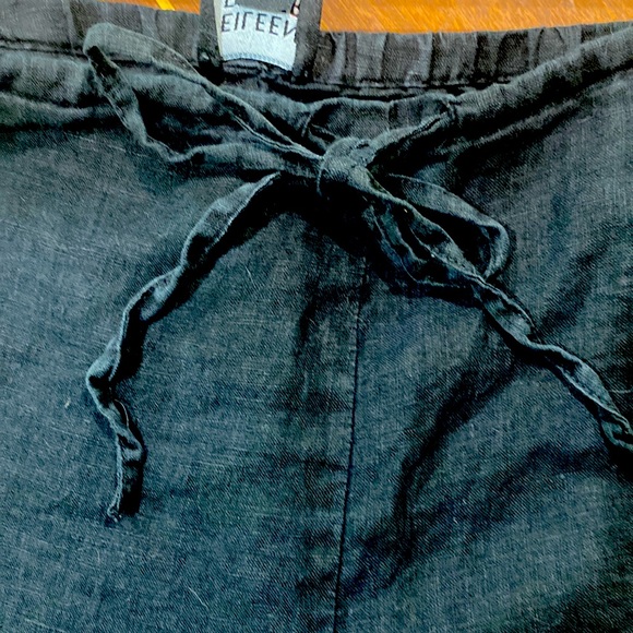 Dark Black Eileen Fisher Linen Pants - Picture 4 of 6